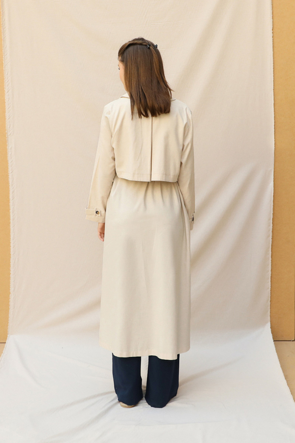 Kuşaklı Uzun Naturel Trençkot Taş - 8