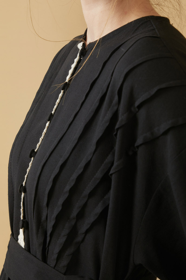 Lace and Pintuck Detailed Dress Black - 14