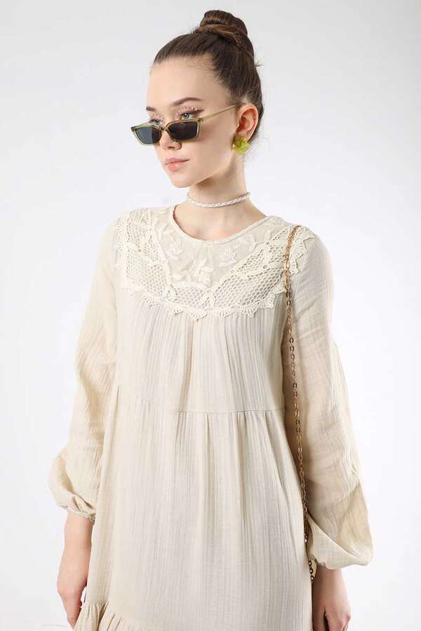 Lace Collar Dress Stone - 2