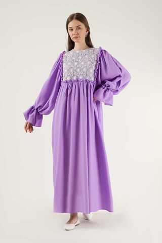 Lace Detail Frilly Dress Lilac - 1