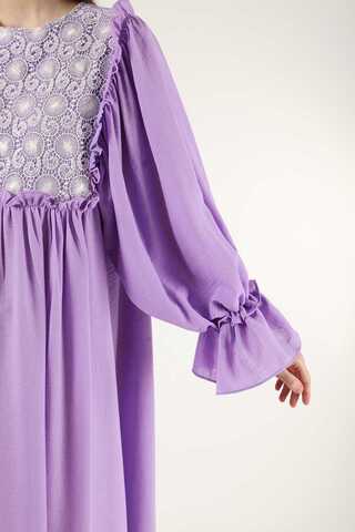 Lace Detail Frilly Dress Lilac - 3