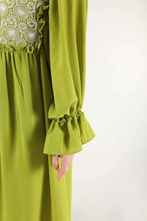 Lace Detail Frilly Dress Pistachio Green - 3