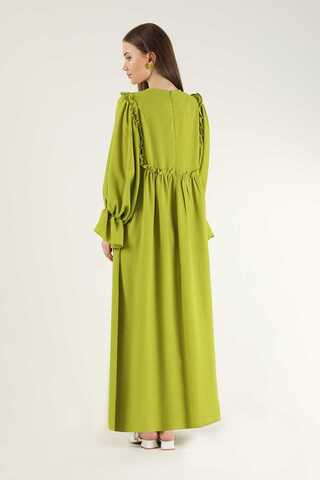 Lace Detail Frilly Dress Pistachio Green - 5