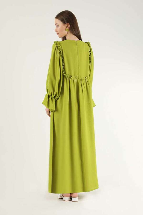 Lace Detail Frilly Dress Pistachio Green - 5