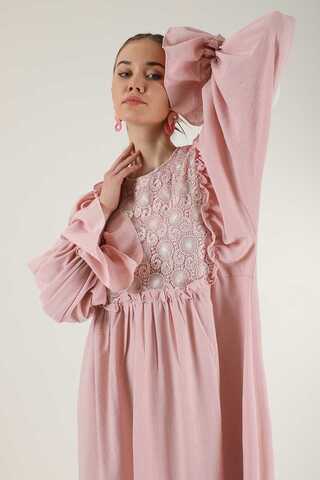 Lace Detail Frilly Dress Powder - 2