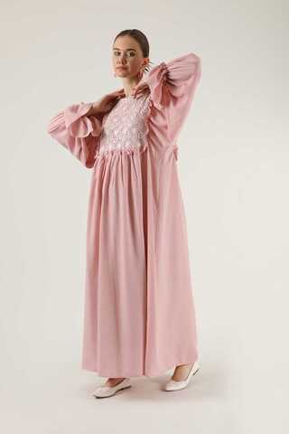 Lace Detail Frilly Dress Powder - 3