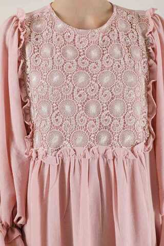 Lace Detail Frilly Dress Powder - 4
