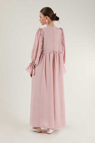 Lace Detail Frilly Dress Powder - 5