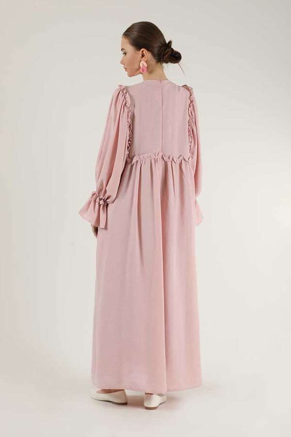 Lace Detail Frilly Dress Powder - 5