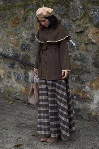 Lace Detailed Suede Shirt Brown - 6