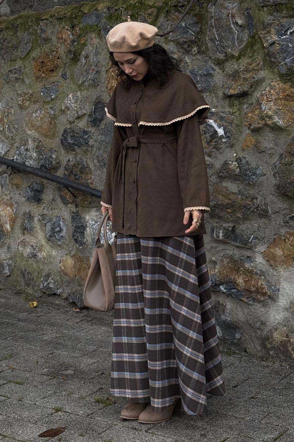 Lace Detailed Suede Shirt Brown - 6