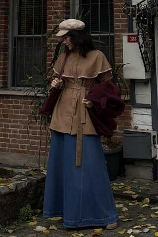 Lace Detailed Suede Shirt Camel - 2