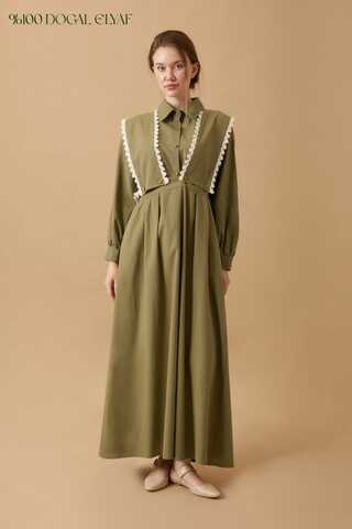 Lace Pinafore Khaki - 2