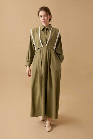 Lace Pinafore Khaki - 5