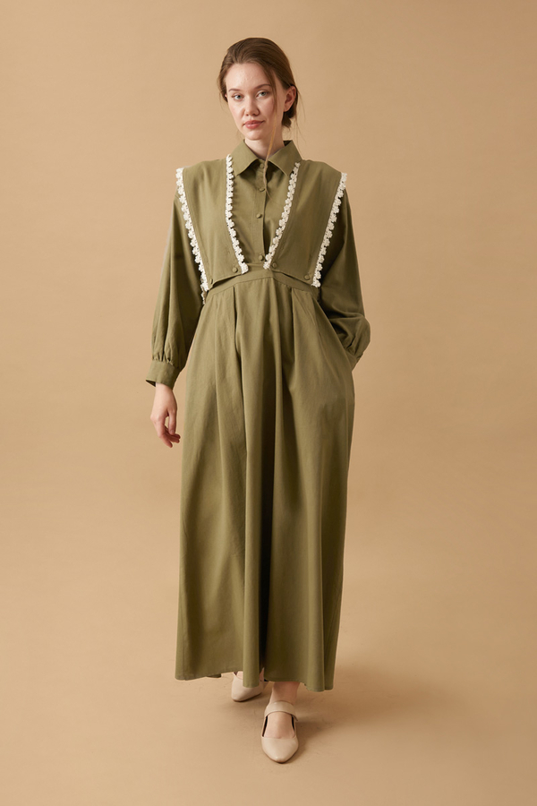 Lace Pinafore Khaki - 5