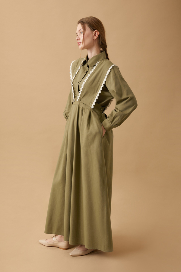 Lace Pinafore Khaki - 6