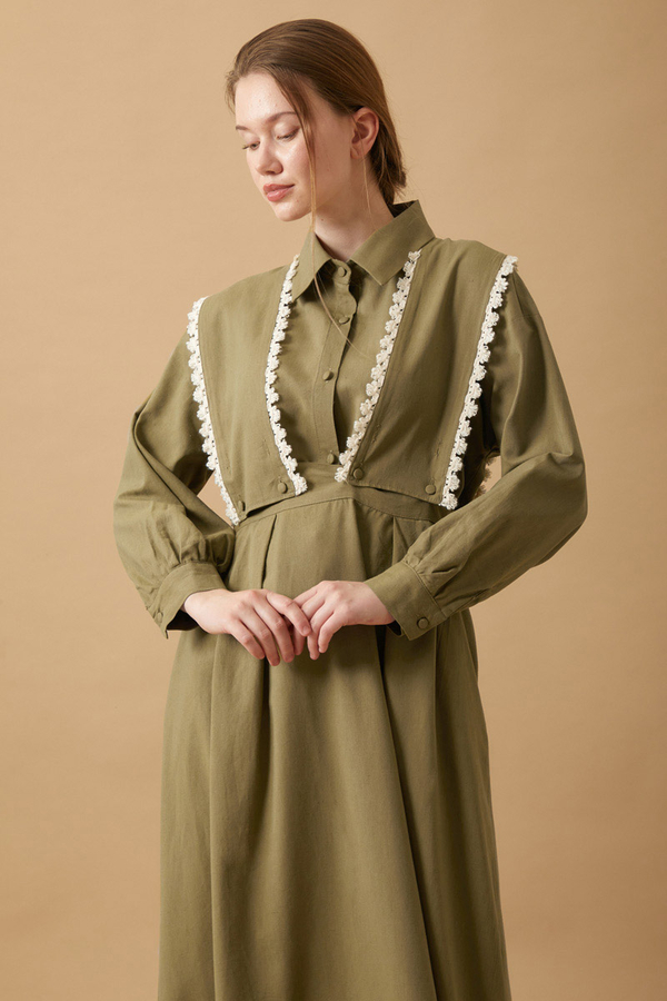 Lace Pinafore Khaki - 7