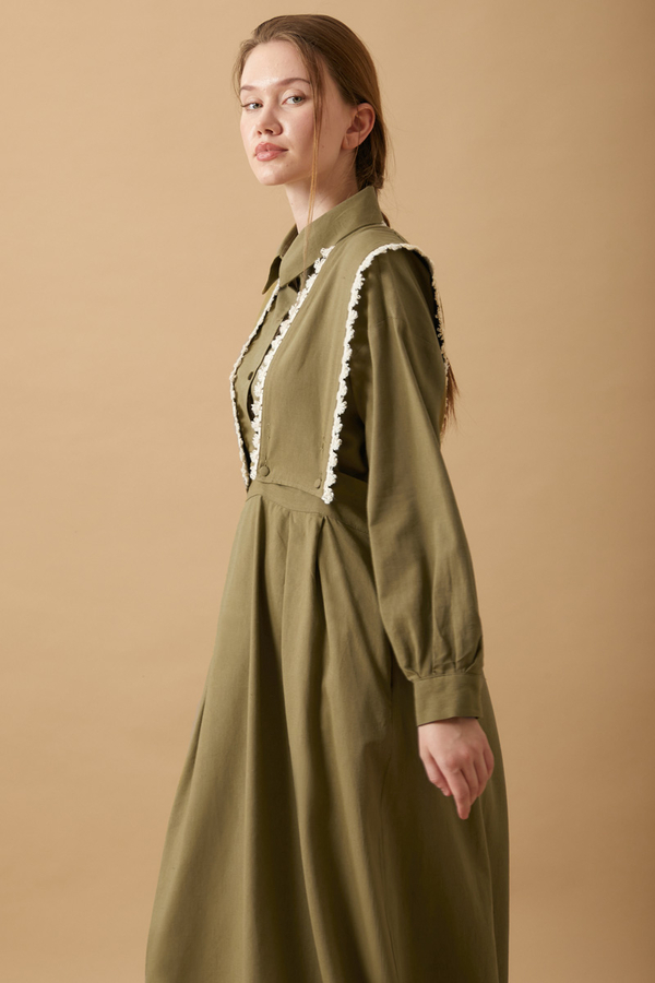 Lace Pinafore Khaki - 8