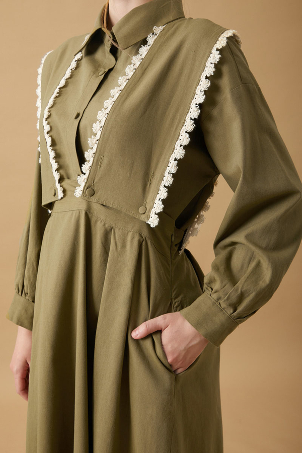 Lace Pinafore Khaki - 9