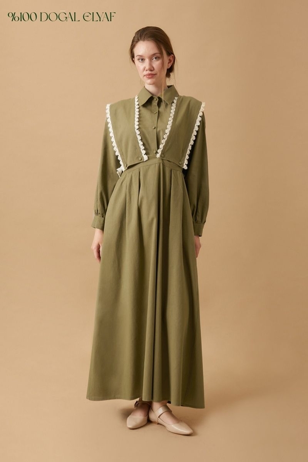 Lace Pinafore Khaki - 2