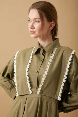 Lace Pinafore Khaki - 3