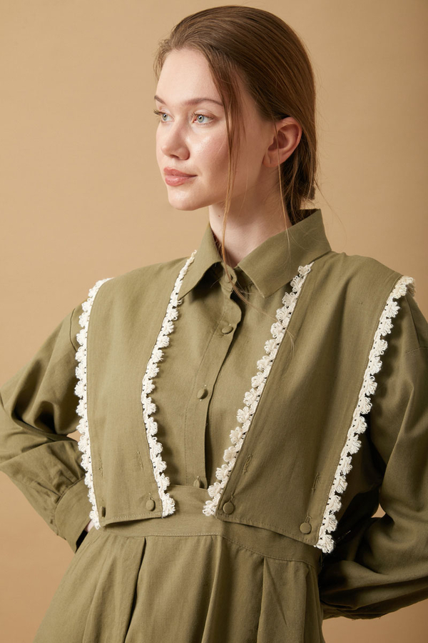 Lace Pinafore Khaki - 3