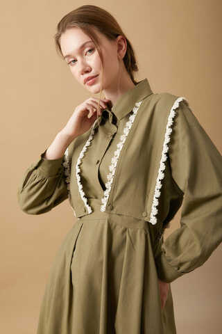 Lace Pinafore Khaki - 1