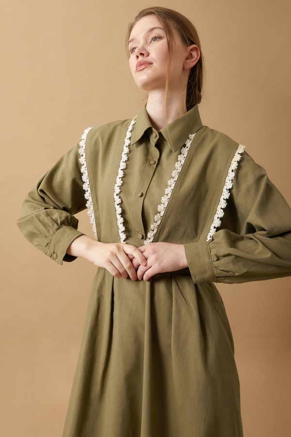 Lace Pinafore Khaki - 10