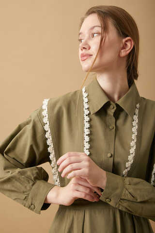 Lace Pinafore Khaki - 11