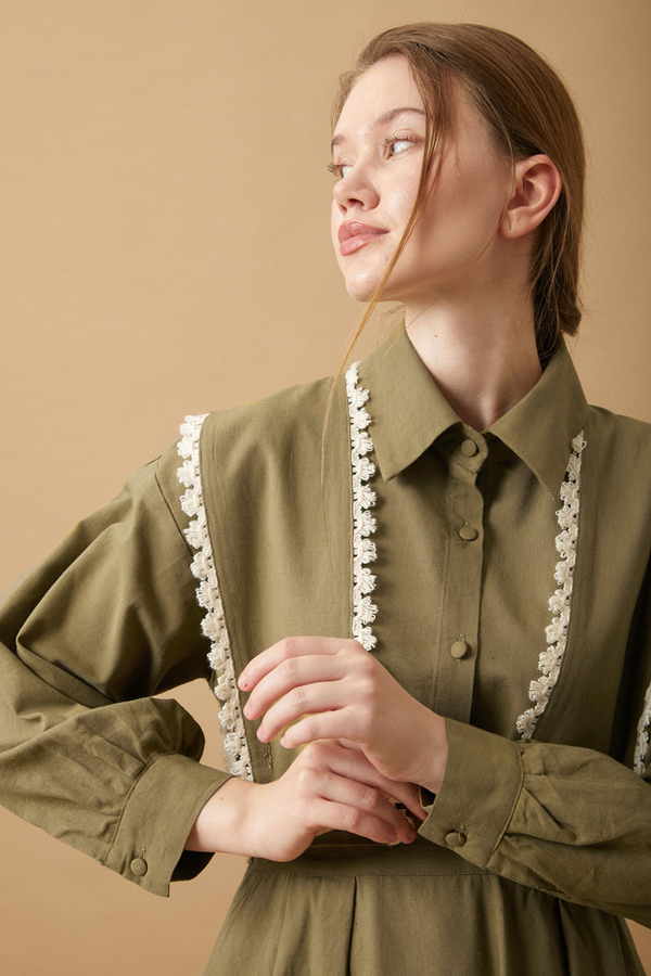 Lace Pinafore Khaki - 11