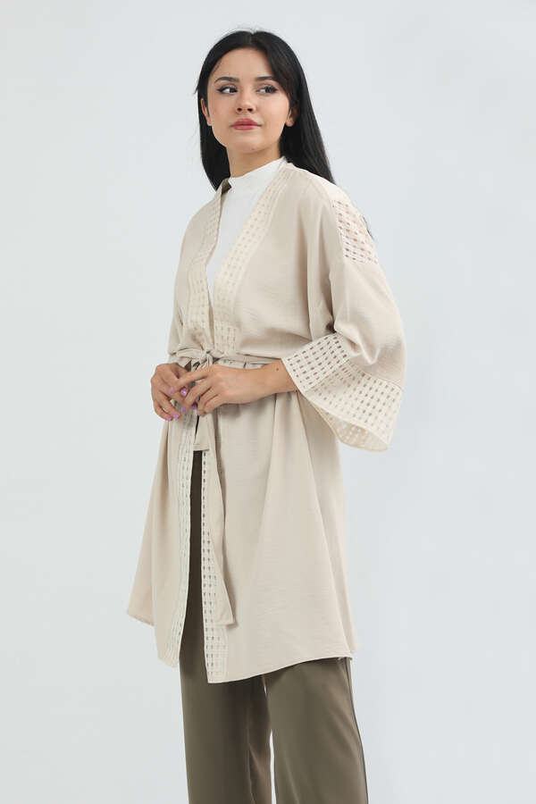 Lace Short Kimono Beige - 1
