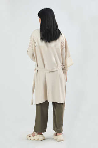 Lace Short Kimono Beige - 5