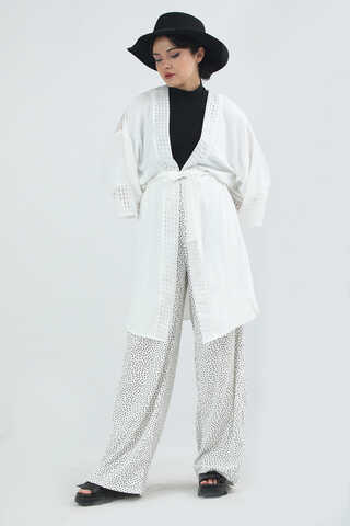 Lace Short Kimono Ecru - 1