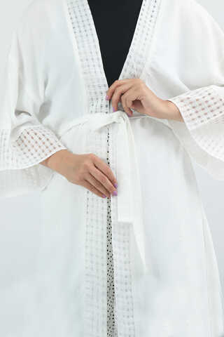 Lace Short Kimono Ecru - 5