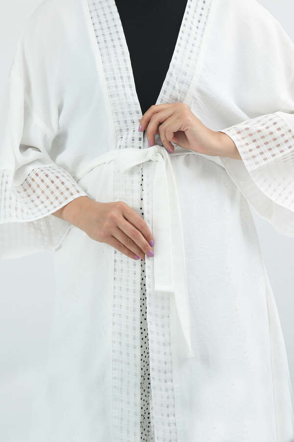 Lace Short Kimono Ecru - 5