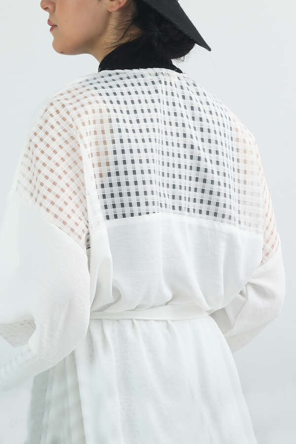 Lace Short Kimono Ecru - 6