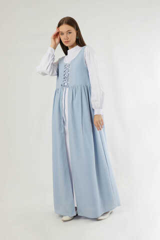 Lace-up Gilet Set Baby Blue - 1