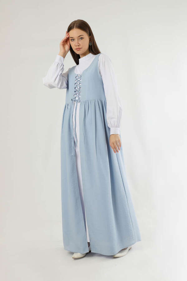 Lace-up Gilet Set Baby Blue - 1