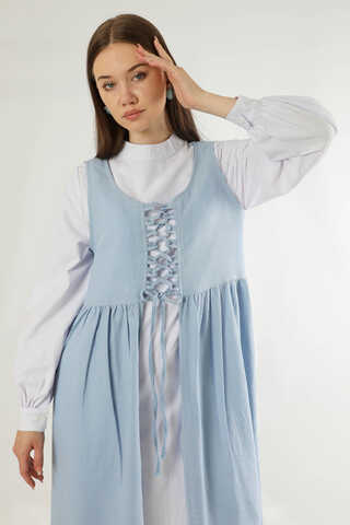Lace-up Gilet Set Baby Blue - 2