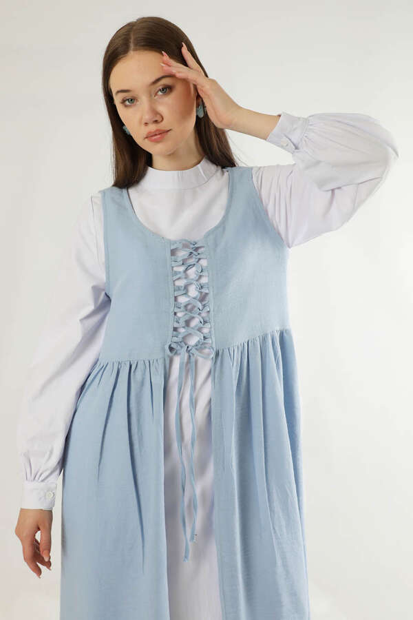 Lace-up Gilet Set Baby Blue - 2