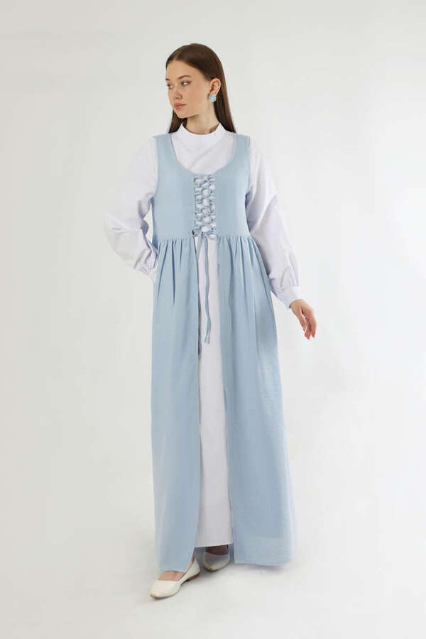 Lace-up Gilet Set Baby Blue - 3