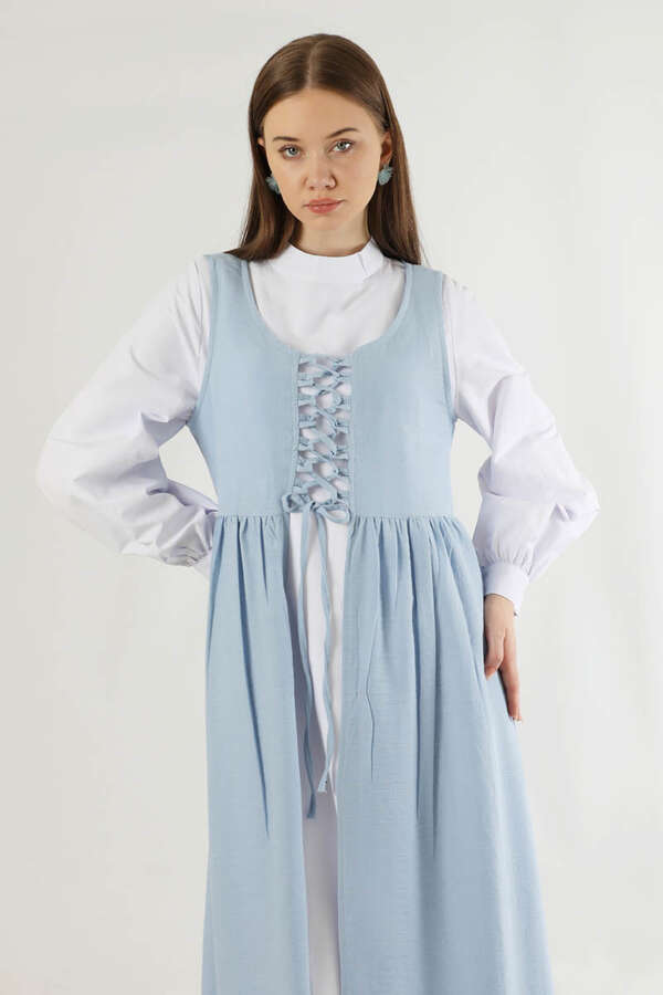 Lace-up Gilet Set Baby Blue - 4
