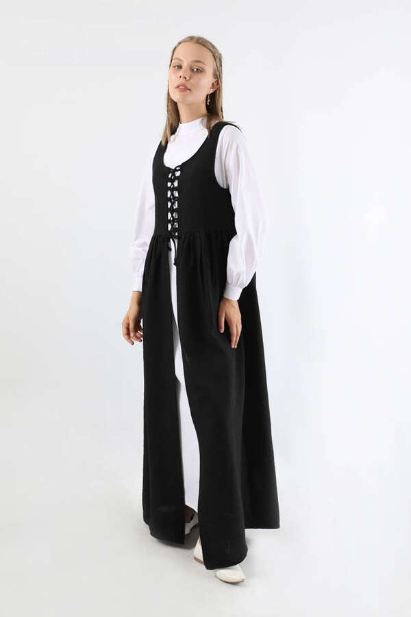 Lace-up Gilet Set Black - 1