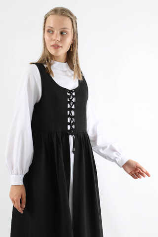 Lace-up Gilet Set Black - 2