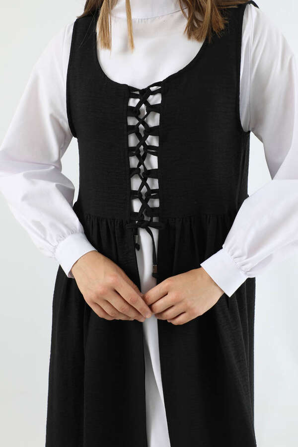Lace-up Gilet Set Black - 4