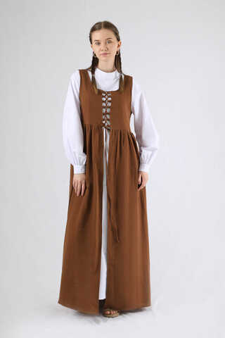 Lace-up Gilet Set Brown - 3