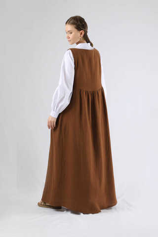 Lace-up Gilet Set Brown - 5