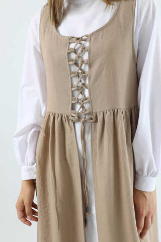 Lace-up Gilet Set Camel - 4