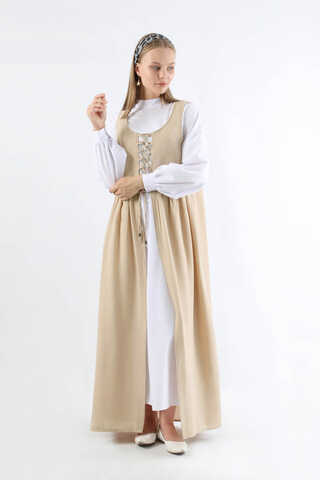 Lace-up Gilet Set Cream - 1
