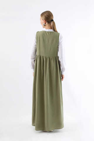 Lace-up Gilet Set Khaki - 5